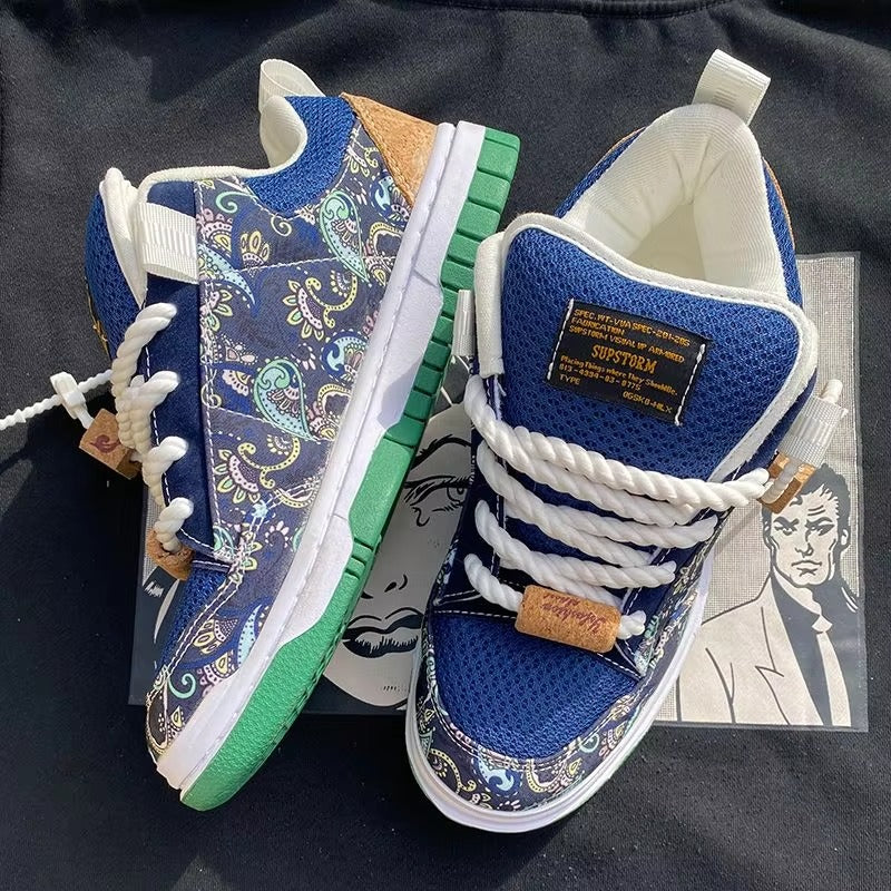 Ravexa™ StreetCore Rope-Lace Mixed-Material Skate-Style Sneakers