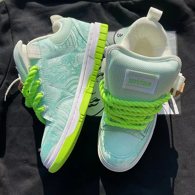 NEONWAVE™ Rope-Lace Mid – Textured Jacquard Skate Platform Sneakers